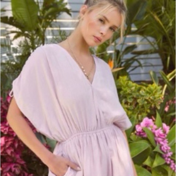 HYFVE Draped pocketed Pink Romper Drapey  Elastic Waist Lined Sz M - Picture 3 of 9